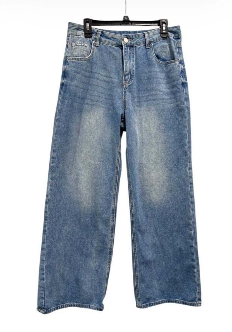 HDLTE Jean Wide Leg High Rise Women L 32x30 Baggy Lagen look Grunge Anime Boho
